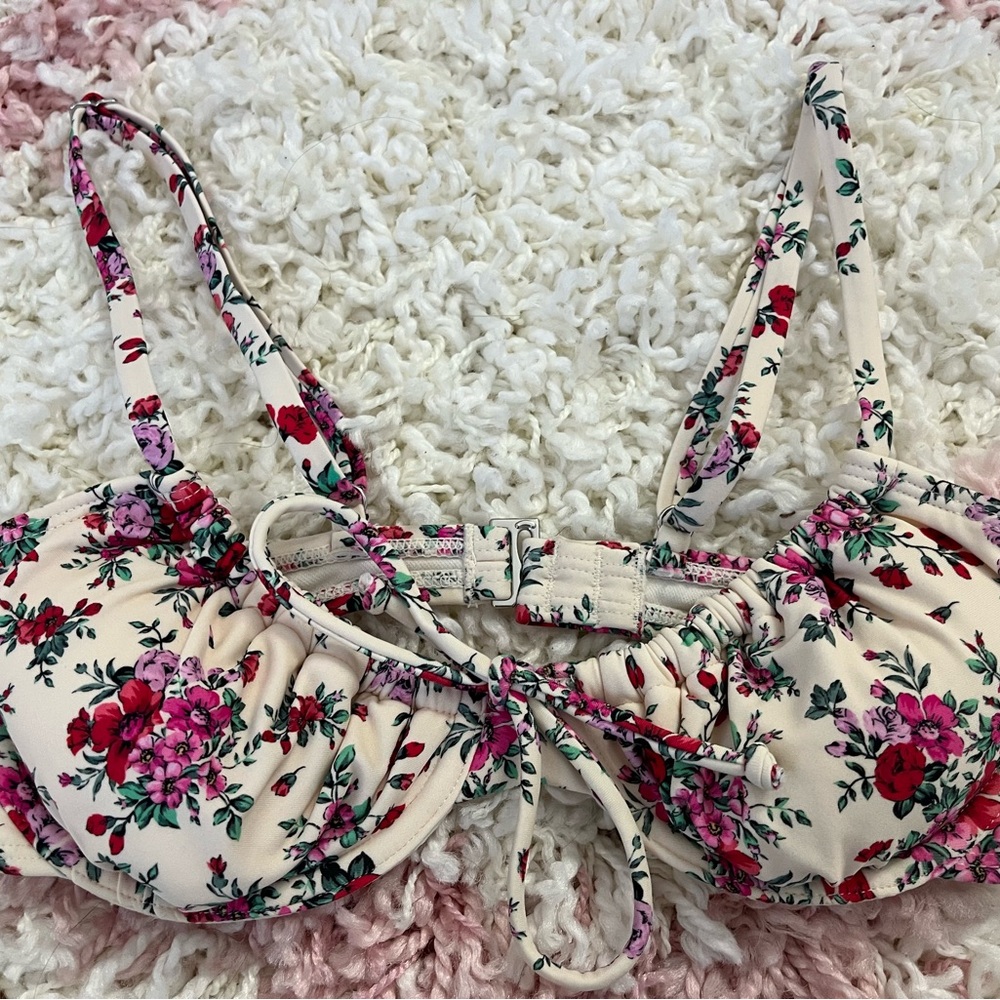 Floral Bikini Top with Adjustable Straps